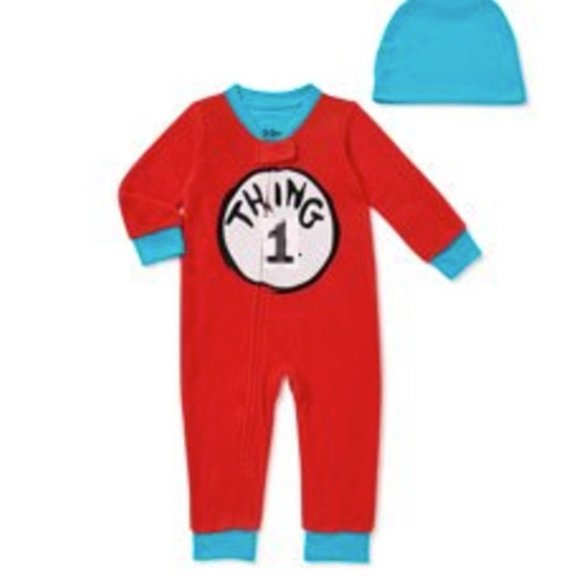 Dr. Seuss Other - NWT 4T 4 boys girls THING 1 sleeper CAT IN THE HAT costume pajamas dr seuss fall